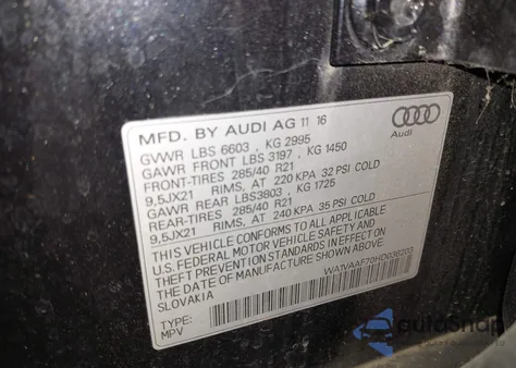 2017 Audi Q7 3.0T Premium из США, поврежденный, VIN WA1VAAF70HD036203